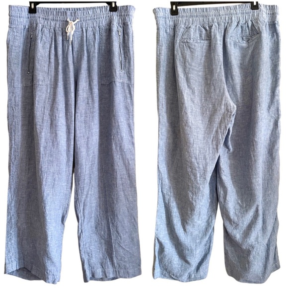 Athleta Pants - ATHLETA 100% Linen Comfy Lightweight Casual Wide-Leg Pull-On Cabo Pants Size 20